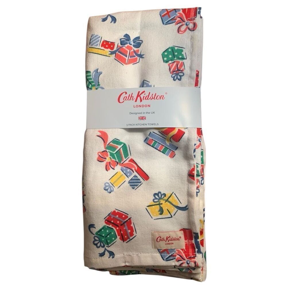 Cath Kidston Kitchen Towels Gift Print 3 Pack – London Cotton New Holiday Decor